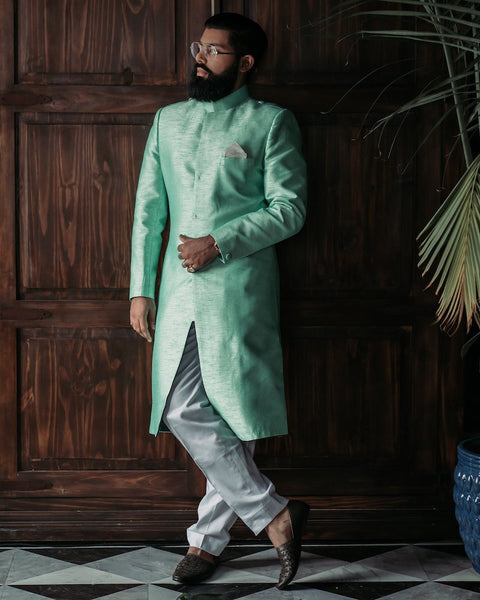 Mint green sherwani sale